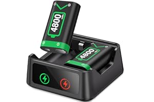 Akku für Xbox One/Series X&S Controller, 2 Stück 4800mWh Akku Hoher Kapazität Batterien Kompatibel mit Xbox Series X&S/Xbox One S/X/Elite Controller Skins