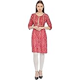 InTrend Forever Bandhani Foil Print Designer || Cotton Kurta for Ladies || Straight Fit || Zari & Sequins lace || Kurtis for 