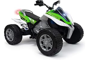 INJUSA - Quad Elettrico Rage, per Bambini da 6 a 10 Anni, Batteria 24V, con Acceleratore a Pugno, Ruote in Gomma, 2 Velocità, Sospensioni e retromarcia, Velocità Massima 10 Km/h, Colore Verde