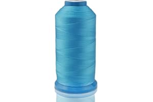 Aussel Fil à coudre en nylon collé - Taille T70#69 - Pour tissus d'ameublement, marché extérieur, draperie, perlage, bagages, sacs à main, bleu clair - 1 374 m