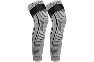 Ruilala Lot de 2 genouillères longues - Compression - Respirantes - Pour hommes et femmes - Réglables - Pour la course, le sport, le LCA, l'arthrite, le ménisque