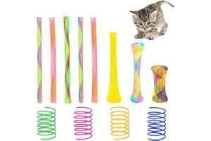 AIMICOCA zestaw 55 zabawek dla kotów, sprężyny, kolorowe, kreatywne, interaktywne, spiralne pióra z tworzywa sztucznego do uderzania, gryzienia i polowania, zabawki dla kotka (kolor losowy)