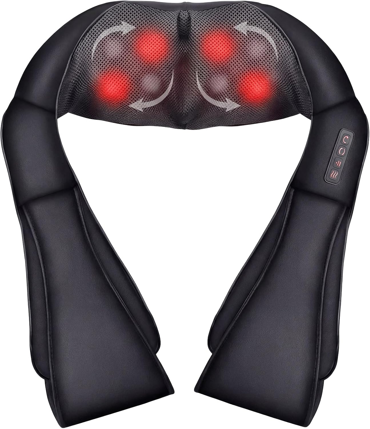 Masajeador Cervical y Espalda, Masajeador con Función de Calor, Masajeador Cervical con 3D Rotación y Masaje de Amasamiento Shiatsu Intensidad Ajustable, Maseajor Cervical y Espalda para Casa y Viaje
