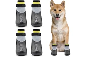 Dolahovy 4 Piezas Calcetines para Perros,Zapatos para Perros Calcetines Perro Antideslizantes Protector Patas Perro Ajustables calcetín para Perros para Exterior Interior Perros Pequeña Mediana