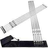 AWCIGG&reg; 10 Pieces Barbecue Skewers Stainless Steel Heavy Duty 55 cm Extra Long Skewers Barbecue Accessory Barbecue Skewers Re