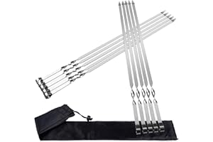 AWCIGG® 10 Piezas Brochetas para Barbacoa de Acero Inoxidable Resistente 55 cm Brochetas Extralargas Accesorio Barbacoa Pinchos para Barbacoa Reutilizables con Bolsa