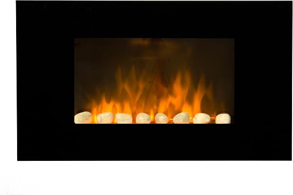 CHEMIN’ARTE Cheminée Électrique Effet Flammes LEDs Murale Volcano - 2000W - Conçue en France - 90x11x50cm - Garantie 2 Ans