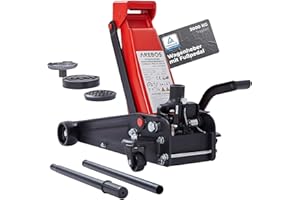 ‎AREBOS Arebos 3T Hydraulischer Rangierwagenheber mit integriertem Fußpedal | Unterfahrhöhe 130-508 mm | 2 Gummi-Auflagen | Wagenheber Jack 360° Rollen | Heber Ständer KFZ Auto PKW