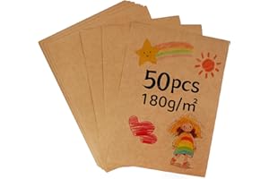 Hisdricus - Kraftpapier A4 - Bastelkarton - Bedruckbar - 50 Blatt, 180 g/m², Braunes Kraftpapier für Basteln, Drucken, Verpackung, Karten, Etiketten und Vintage Geschenke Kartonpapier