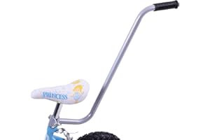 Ammaco Bike Parent Handle Grab Safety Pole Bicycle Steerer Control Kids Bicycle Steel Silver