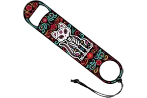 GLOBLELAND Abrebotellas de Hoja de Esqueleto de Gato 178x38 mm/7x1.5" - Barra de Acero Inoxidable para Cerveza - Llave de Barra Plana