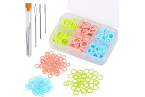 Riddur 206 Stück Strickmarkierer-Ringe mit Tragbarer Aufbewahrungsbox, Bunte Maschenmarkierer-Ringe (S/M/L) Stricken Markierungen Häkeln und Stumpfe Nadeln mit Großem Öhr für DIY Häkeln oder Basteln