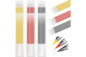 HOINY Tischler Bleistift Ersatzminen, 18 Stk Einfarbige Bleistiftminen, Bleistift Minen für Tischler Markierstifte, 2,8 mm Tiefes Loch Mechanischer Bleistift Ersatz für Architekt Zeichnen (Gelb Rot Schwarz)