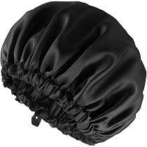 Qianyu Satin-Schlafhaube Für Damen – Doppellagig, Verstellbar, Weich & Rutschfest, Schützt Lockiges Haar Nachts Und Beim Duschen
