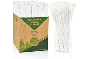 LIVES ON GREEN Cannucce di carta usa e getta, confezionate singolarmente – 19,7 x 0,6 cm, biodegradabili al 100%, confezione da 400 pezzi