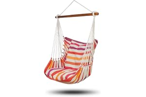 HOBEA-Germany Hängesessel Hängestuhl Hängesitz mit 2 Kissenhüllen (L (bis 120kg belastbar), Rosetta)