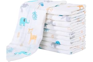 Yoofoss Muslin tvättdukar för nyfödda, 10-pack, 100 % bomull, babyservetter, stora, 27 x 50 cm, supermjuka och absorberande, för pojkar, flickor, gradientgrön