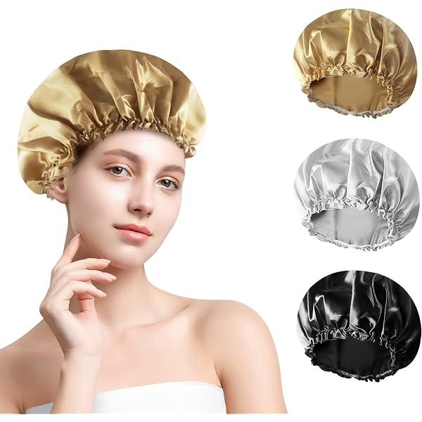 2 Stück Satin Schlafhauben – Verstellbare Nachtmützen Für Damen & Mädchen In Silber & Rosa