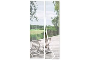 Risareyi Mosquitera Puerta Magnética, Cierre Automático Cortina Mosquitera Puerta Exterior Transpirables, Antimosquitos Mosquiteras Para Puerta Ventana Salón, Rápido de instalar, 90x210cm, Blanco