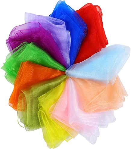 Play Silk Scarfs For Children Activities 12 Pcs Juggling Dance Scarves ...