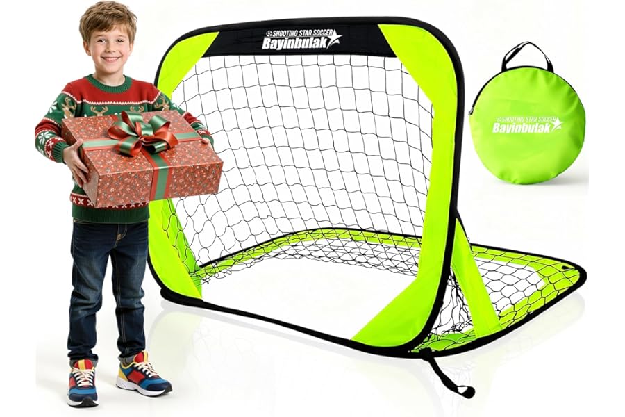 BAYINBULAK Pop-Up Football Goals – Mini Foldable Garden Nets with Optional Carry Bag | Great for Outdoor Play & Holiday Gifting