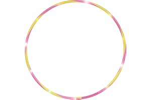 alldoro-Pneumatico Hoop Fun Ø 66 cm, con 10 LED, per sport, fitness e ginnastica, con luce, per bambini dai 4 anni in su e adulti, colore: giallo/rosa, 63012