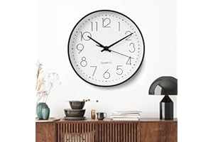 IGUGI Orologio da Parete Silenzioso,Orologio da Cucina Silenzioso Senza Ticchettio,Orologio da Parete Moderno,Orologio Moderno Bianco,Facile Lettura,per camera da letto,soggiorno,cucina,ufficio (20cm)