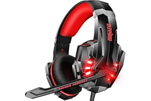 Ozeino Casque de Jeu pour PS4 PS5 3D Surround Sound Casque avec Microphone pour PC, Xbox One Switch avec lumière LED
