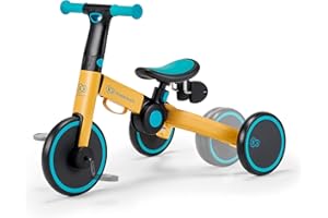 kk Kinderkraft, 4TRIKE Triciclo 3 en 1, Minibicicleta, Bicicleta sin Pedales, Bicicleta bebé, para niños, Minitriciclo de Equilibrio, Plegable, Asiento Ajustable, 12 meses - 5 años, 25 kg, Amarillo