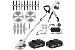 GROLF Cordless Grass Strimmer with Metal Blade 2.0Ah Battery and Fast Charger，Powerful Electric Garden Grass Trimmer Rechargeable Lightweight Yard Brush Cutter,Suitable for Gardens, Villas, Lawns