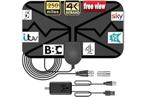 PEACEKING Antenne TV Intérieur TNT HD, 420KM Longue Portée, Antenne HDTV Numérique avec Amplificateur de Signal, Chaînes Locales Gratuites 4K 1080P VHF UHF, Facile à Installer