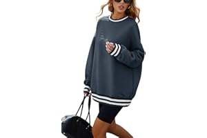 Famulily Women's Oversized Fall Winter Sweatshirts Long Sleeve Pullover Tops Casual Crewneck Striped Top