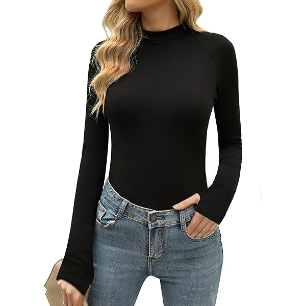 Zeagoo Damesshirt met lange mouwen en rolkraag, elegant basic bovenstuk, slim fit onderhemd, geribbeld stretch rolli, effen pullover, top, casual, XS-XXL, zwart, S Zeagoo Damesshirt met lange mouwen en rolkraag, elegant basic bovenstuk, slim fit onderhemd, geribbeld stretch rolli, effen pullover, top, casual, XS-XXL, zwart, S