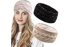 Redwestmelon 2 Pcs Women's Winter Knit Headbands Wide Elastic Headband,Women Ear Warmer Knitted Thermal Twist Headbands for Girls Women Elastic Thermal Headband