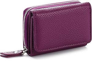 RRANCHARLTU Portafoglio Donna Piccolo in Pelle Portamonete Donna con Cerniera Coin Grande Capacità Mini Portafoglio con Slot Per Schede, Viola