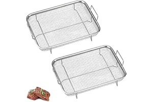 TAIZER Cestello Griglia Cestino Barbecue Vassoio Forno Rete Vassoio Barbecue in Acciaio Inossidabile Cestello Griglia Rete Picnic per Barbecue Patatine Fritte Verdure Forno Fritto Raffreddare (1 argento)