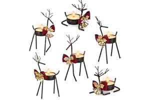 Sziqiqi Jeleń Świecznik na Boże Narodzenie: Rustykalny renifer Uchwyty na świece Podgrzewacz do naczyń na Boże Narodzenie Stół - Mały metalowy świecznik na Boże Narodzenie Dom Jadalnia Kuchnia Wystrój