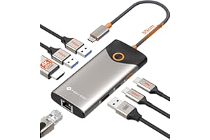 NOVOO USB C Hub, 7-in-1 Dock con HDMI 4K@60Hz, 1 Gbps Ethernet, 100W PD Ricarica, Porte USB-A/C 5Gbps, Stazione Docking Compatibile per MacBook, iPad, iPhone, Dell, HP, Surface