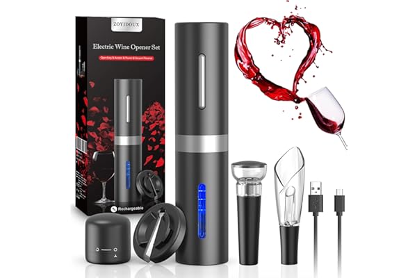 Sacacorchos eléctrico usb 6 en 1, abridor de botellas de vino, abrebotellas inalámbrico, juego con cortador de papel y tapón de vacío y cable de carga USB