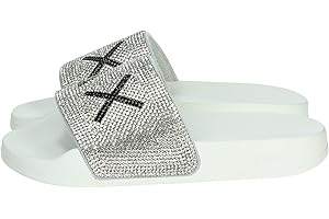 SUN68 Slippers Logo Strass Bianco 01 Girl's ZS25SU23 X35405