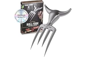 STEAKCHAMP Tenedor de carne Steak Champ Bull Fork, 16,5 cm: Tenedor sólido para servir, cubiertos para trinchar, con aleación de zinc, cromado, apto para lavavajillas