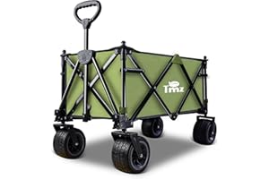 ‎TMZ TMZ Bollerwagen Faltbar mit Dach und Verbreiterten Reifen, Klappbarer Handwagen, Praktischer Gartenwagen Faltbollerwagen Gartenkarre Transportwagen Strandbollerwagen Tragfähigkeit 293L,120KG(Grün)