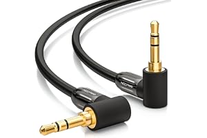 deleyCON 0,5m Jackkabel 3,5mm AUX Kabel Stereo Ljudkabel Jackkontakt 90° Vinklad för PC Laptop Sufrplatta Bil Hi-Fi-Mottagare