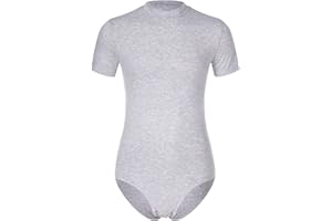 ranrann Herren Overall Einteiler Body Kurzarm Umterhemd Shirt Baumwolle Unterwäsche Erwachsene Strampler Pyjama Rundhals Slim Fit Stretch Nachtwäsche