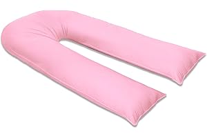 SLEEPDOVE 12Ft U Pillow Body/Bolster Support Maternity Pregnancy Support Pillow with Free Removable Cotton Blend Breathable Zip Cover - Made in UK (Pink)