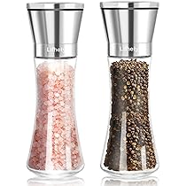 Macinapepe Set macinino sale e pepe in legno Macina sale e pepe manuale Macina pepe con finestra visibile in acrilico Macinaspezie (Color : 8 inch 2-pack