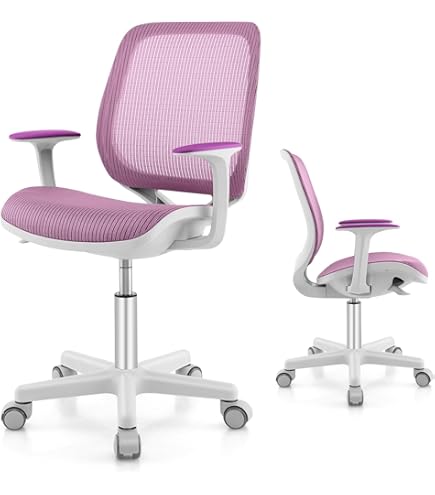 Sedia Ufficio Teenage Regolabile Senza Braccioli - Viola, Girevole, Ergonomica, Per Studio E Casa