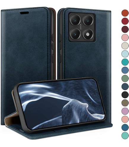 MOJIA Hülle Für Xiaomi 14T – PU-Leder Folio Mit Magnetverschluss, Kartenfächer & Ständerfunktion (Dark Blue)
