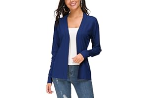 EXCHIC Cardigan de Punto Ligero Delantero Abierto de Manga Larga para Mujer