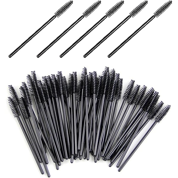 Wimpernbürsten Set – 50 Stück Schwarz, Für Mascara & Wimpernextensions, Mit Nylon-Borsten